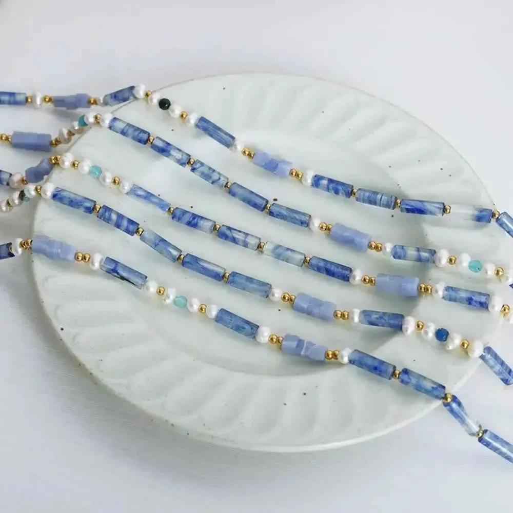 Modern Geometric Pearl Titanium Necklace