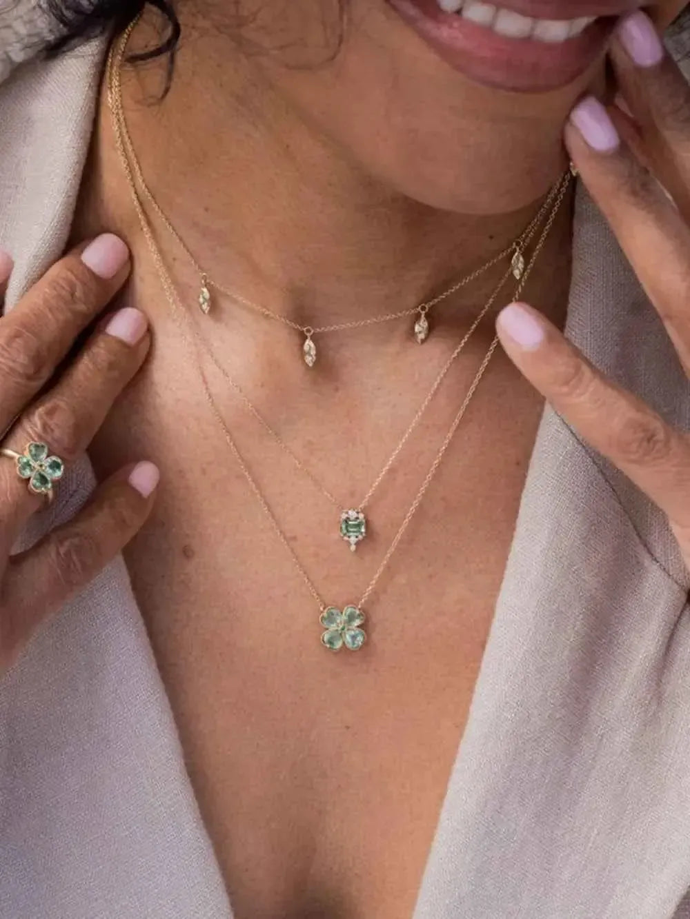 Lucky Clover Zircon Pendant Necklace