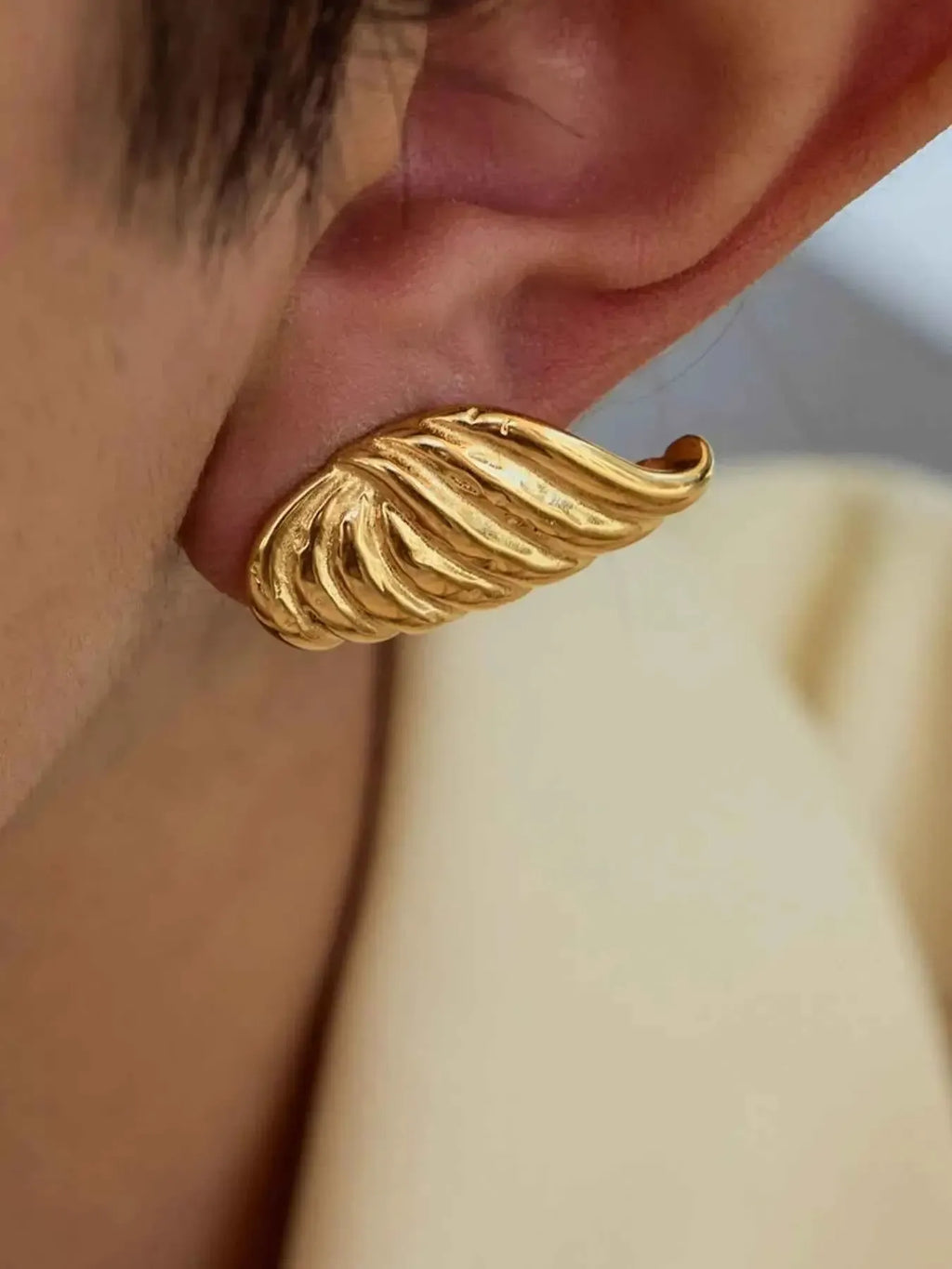 Gold Angel Wing Stud Earrings