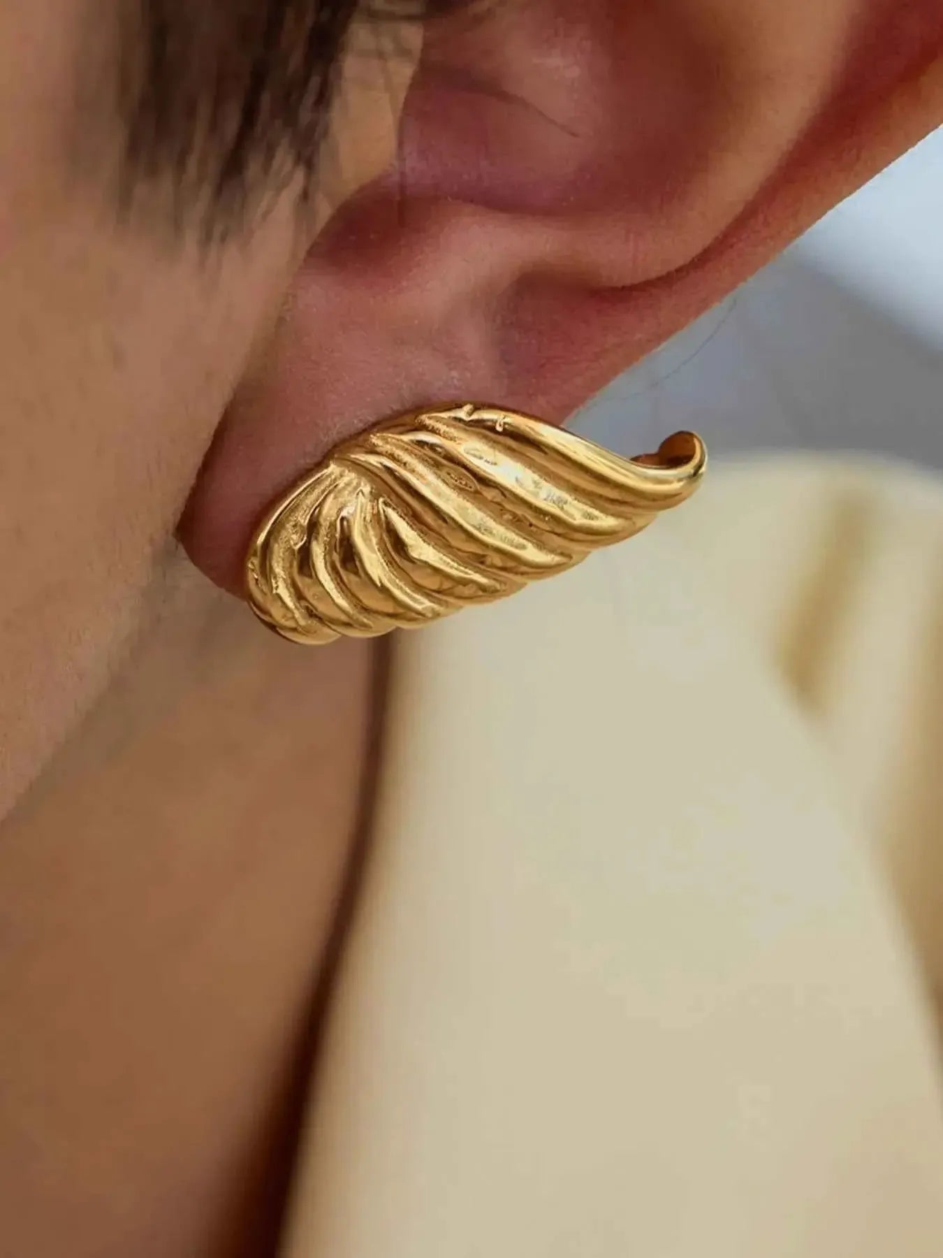 Gold Angel Wing Stud Earrings