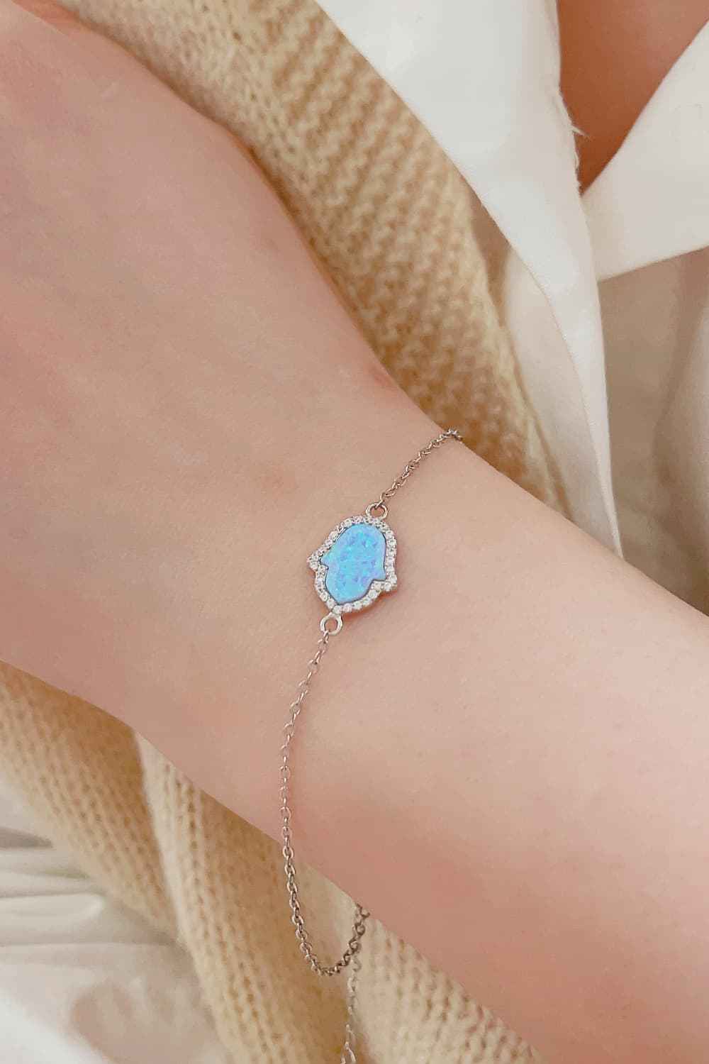 Elegant Opal & Silver Wristchain