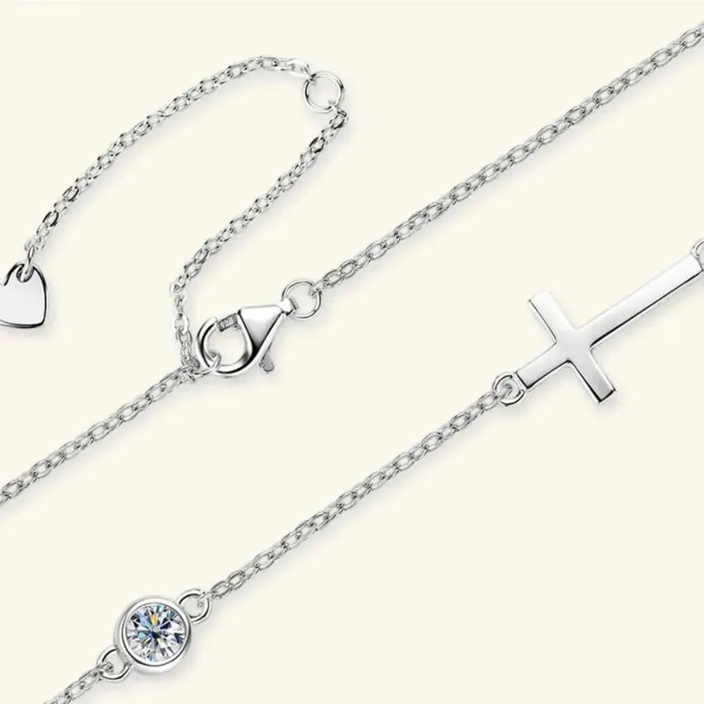 Elegant 925 Silver Moissanite Cross Pendant