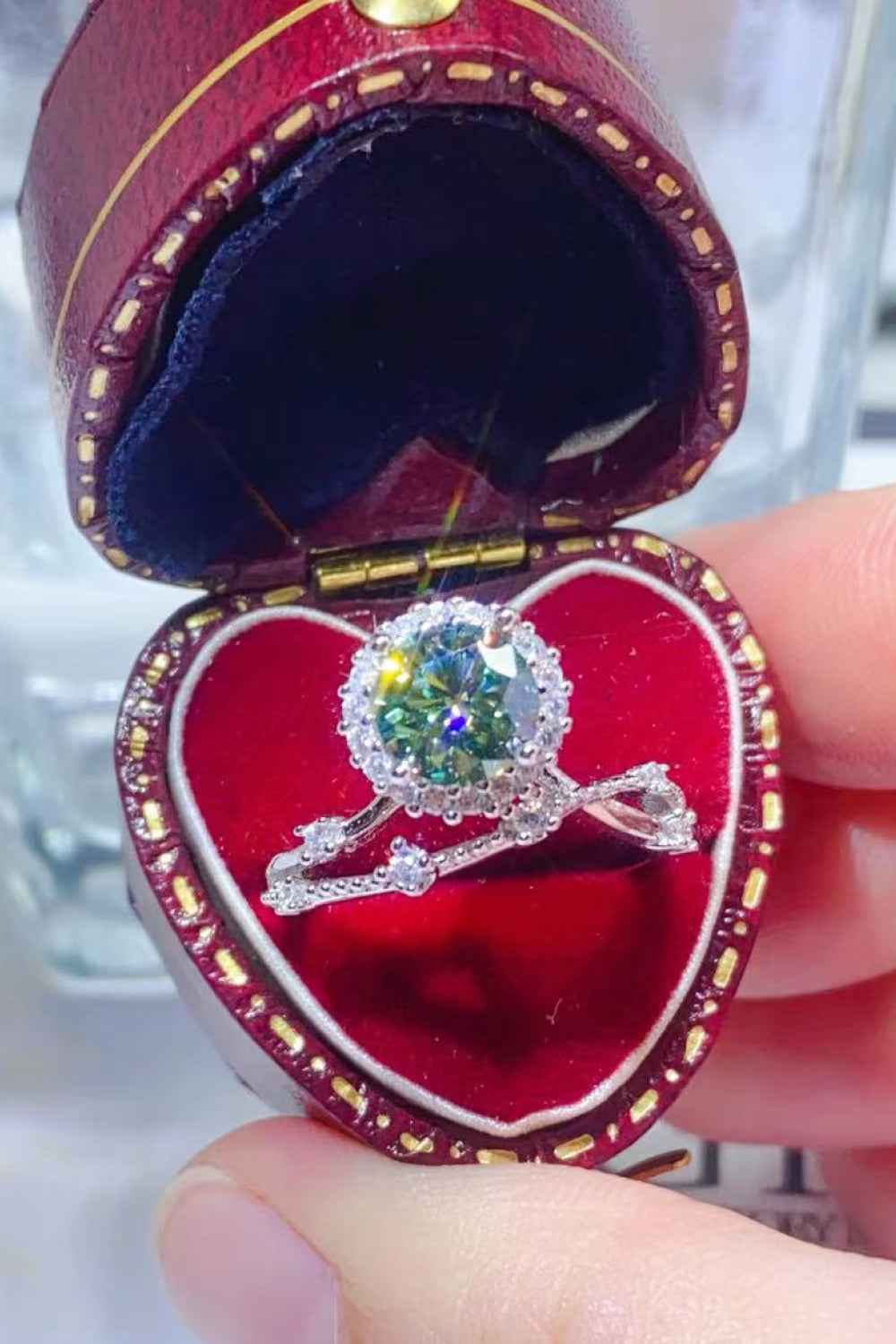 Platinum-Plated Elegant Moissanite Ring