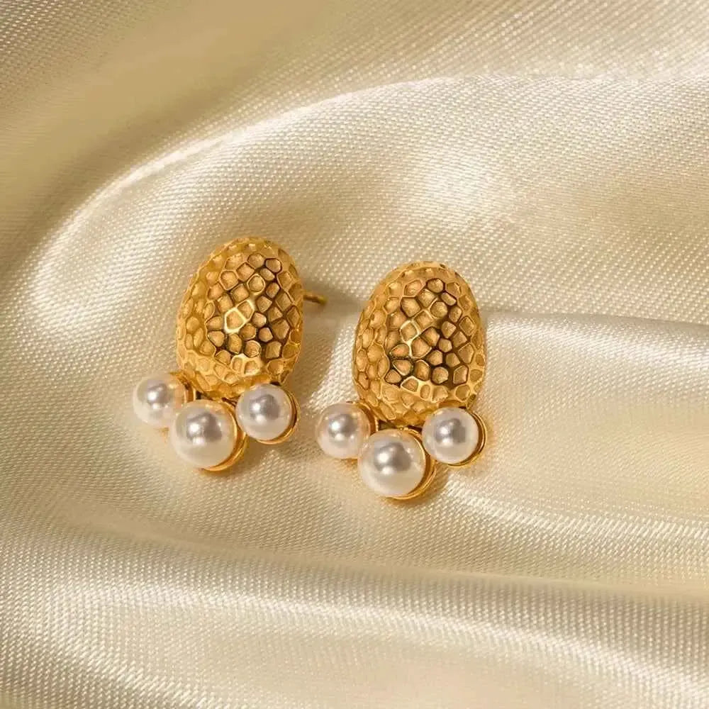 Stainless Steel Pearl-Inspired Earrings