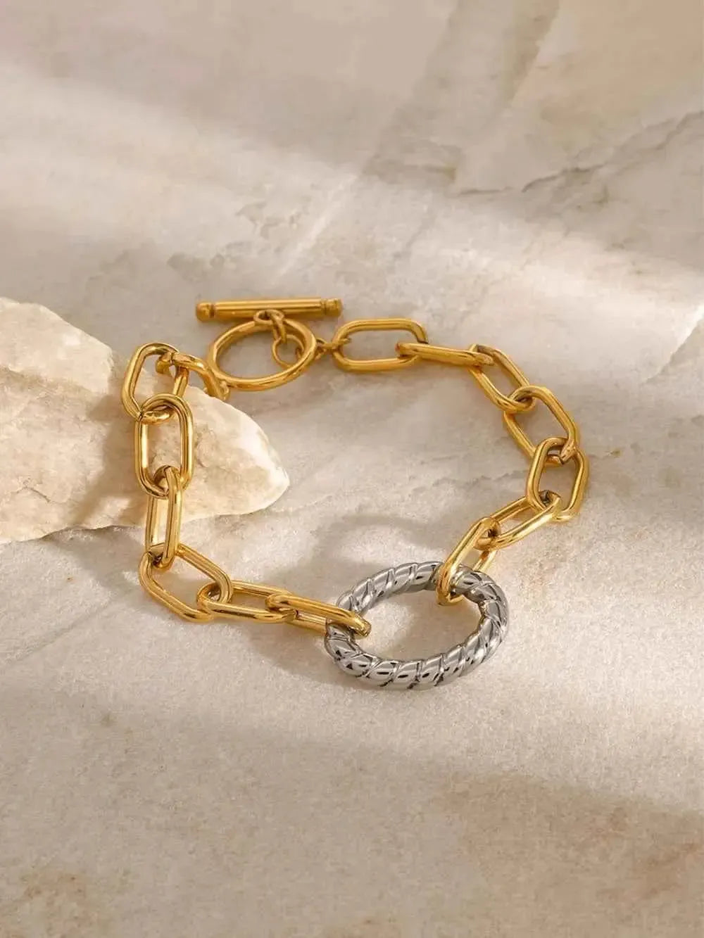 Mixed Metal Stainless Chain Bracelet