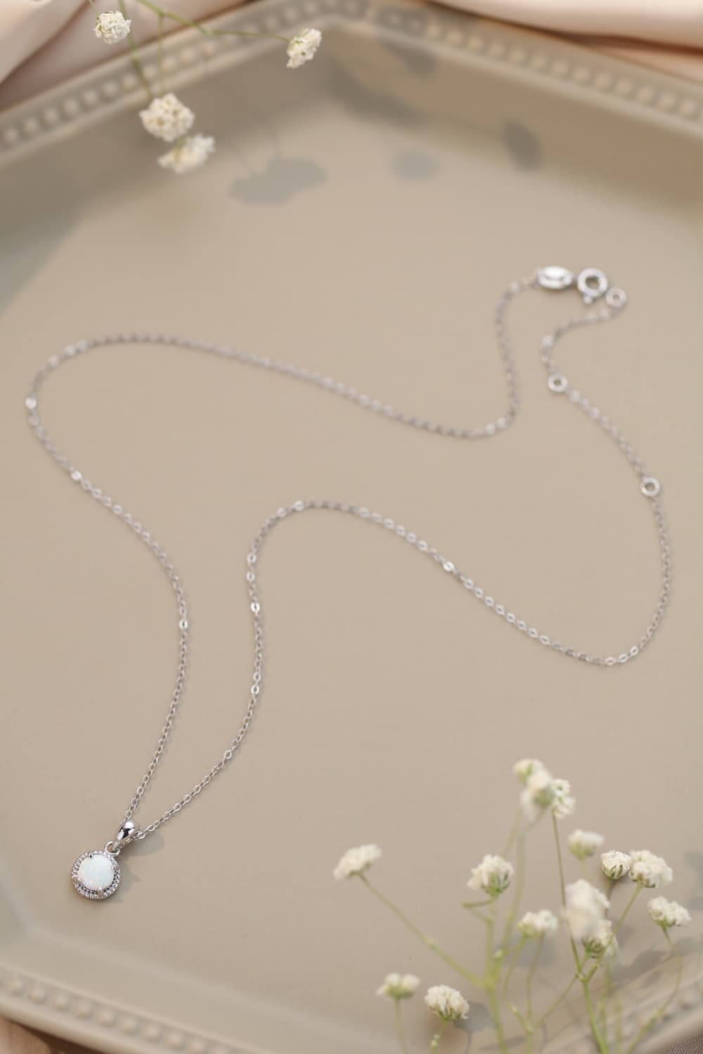 Opal Round Sterling Silver Necklace