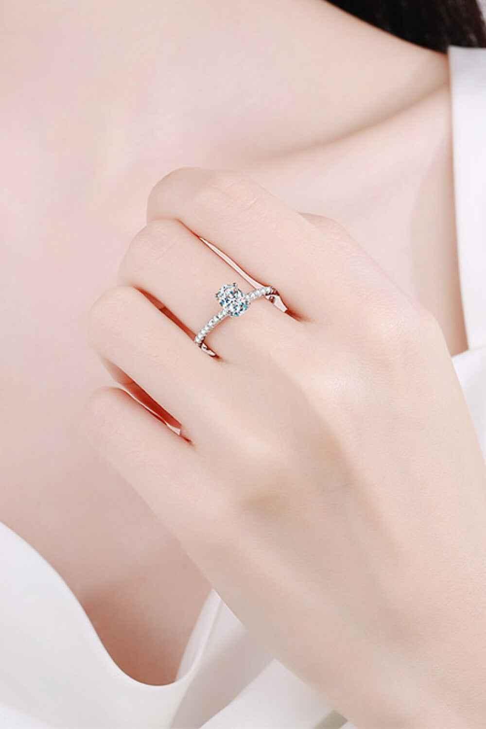 1 Carat Moissanite Silver Ring