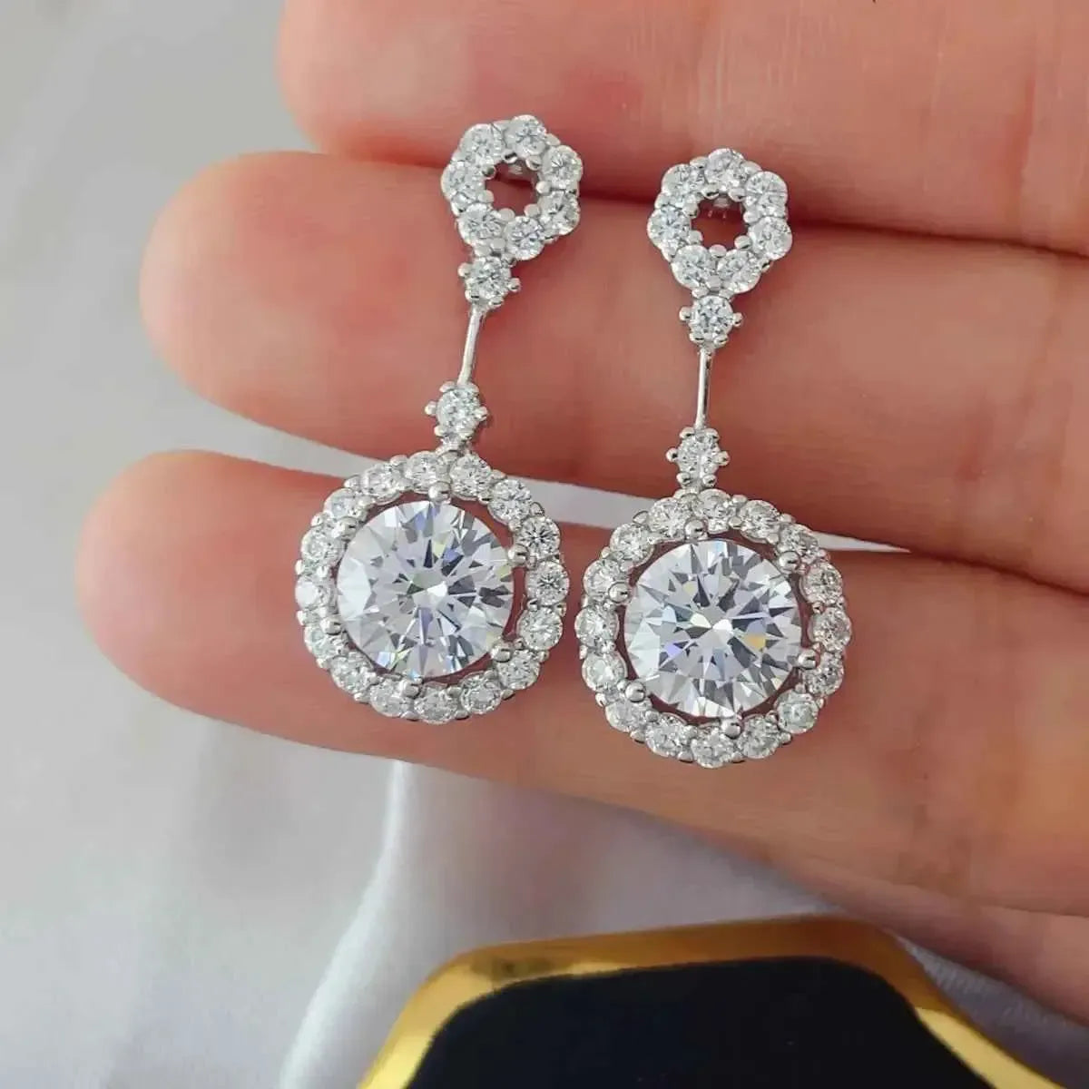 4 Carat Crystal Halo Earrings