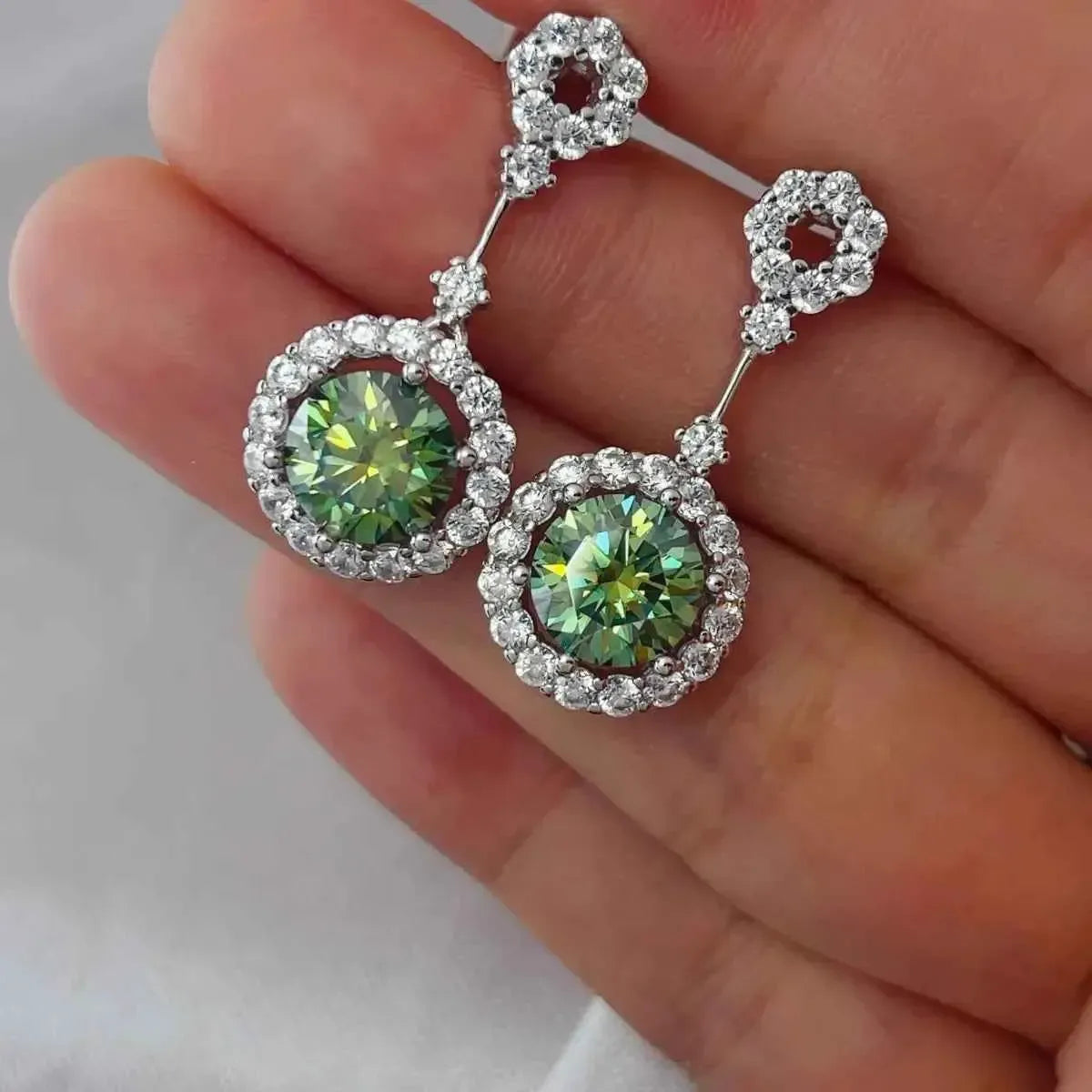 4 Carat Crystal Halo Earrings