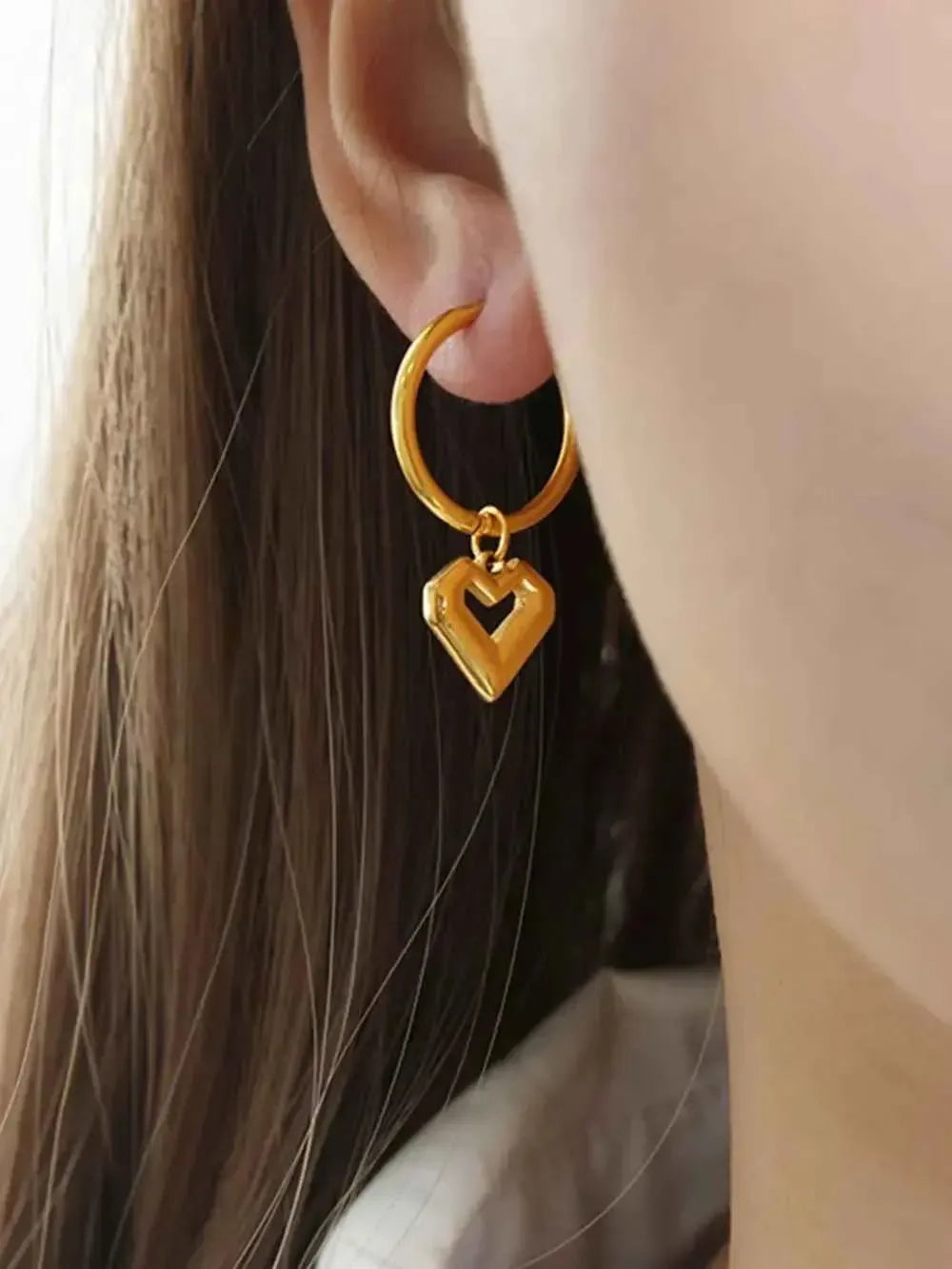 Heart-Shaped Lapis Lazuli Dangle Earrings