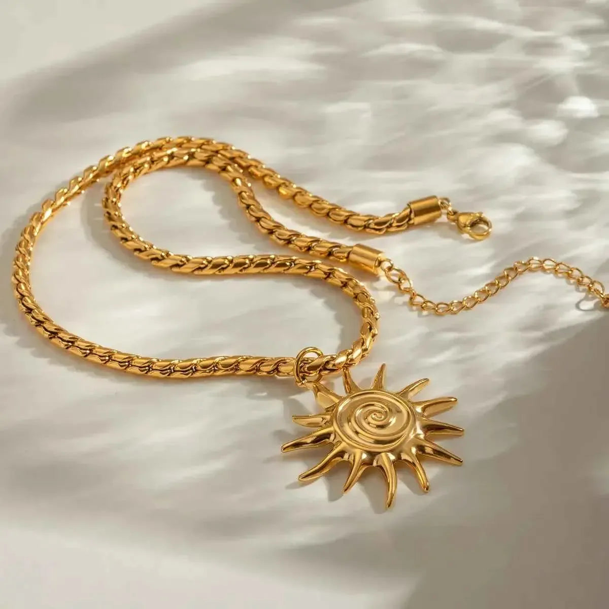 Celestial Sun Necklace in Gold Finish
