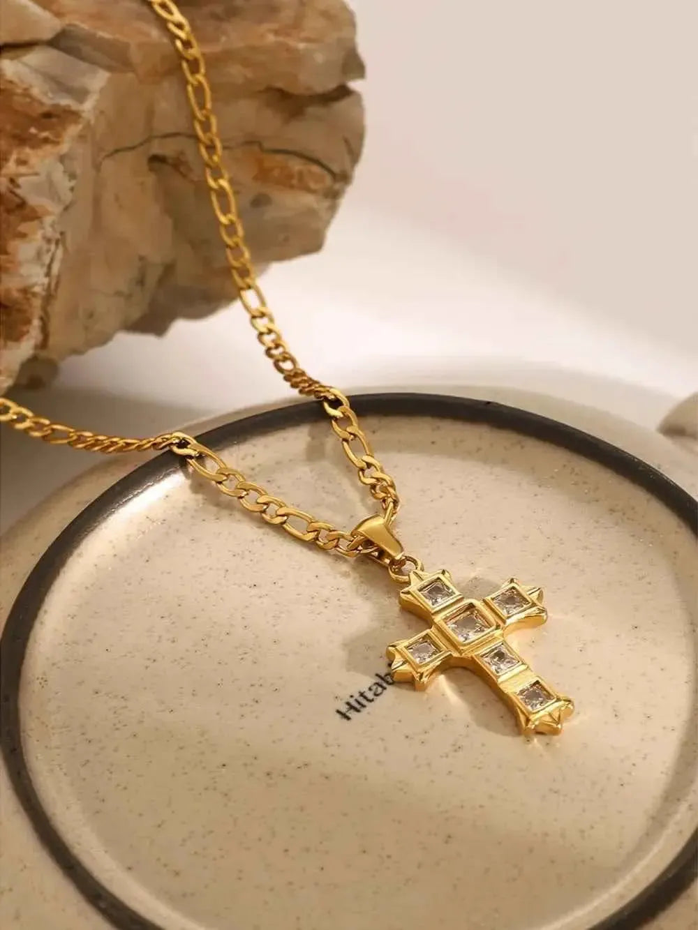 Sparkling Cross CZ Necklace Stainless