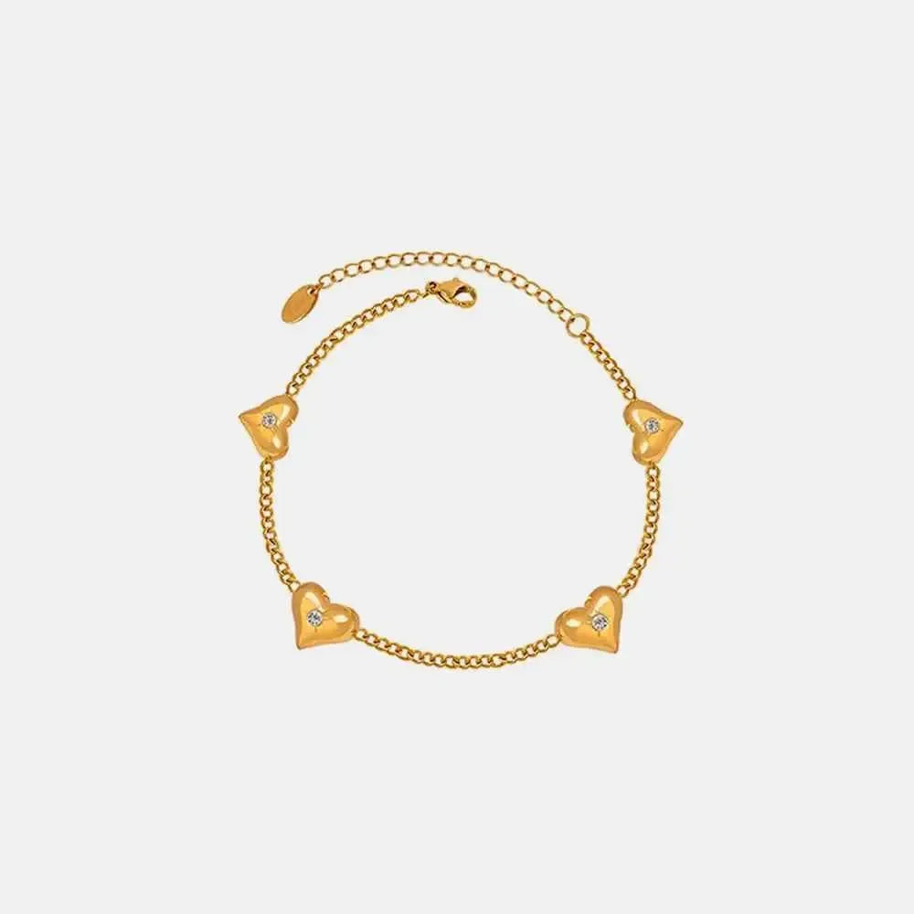 Zircon Heart Titanium Steel Bracelet