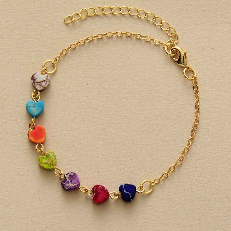 Natural Stone Heart Wristband
