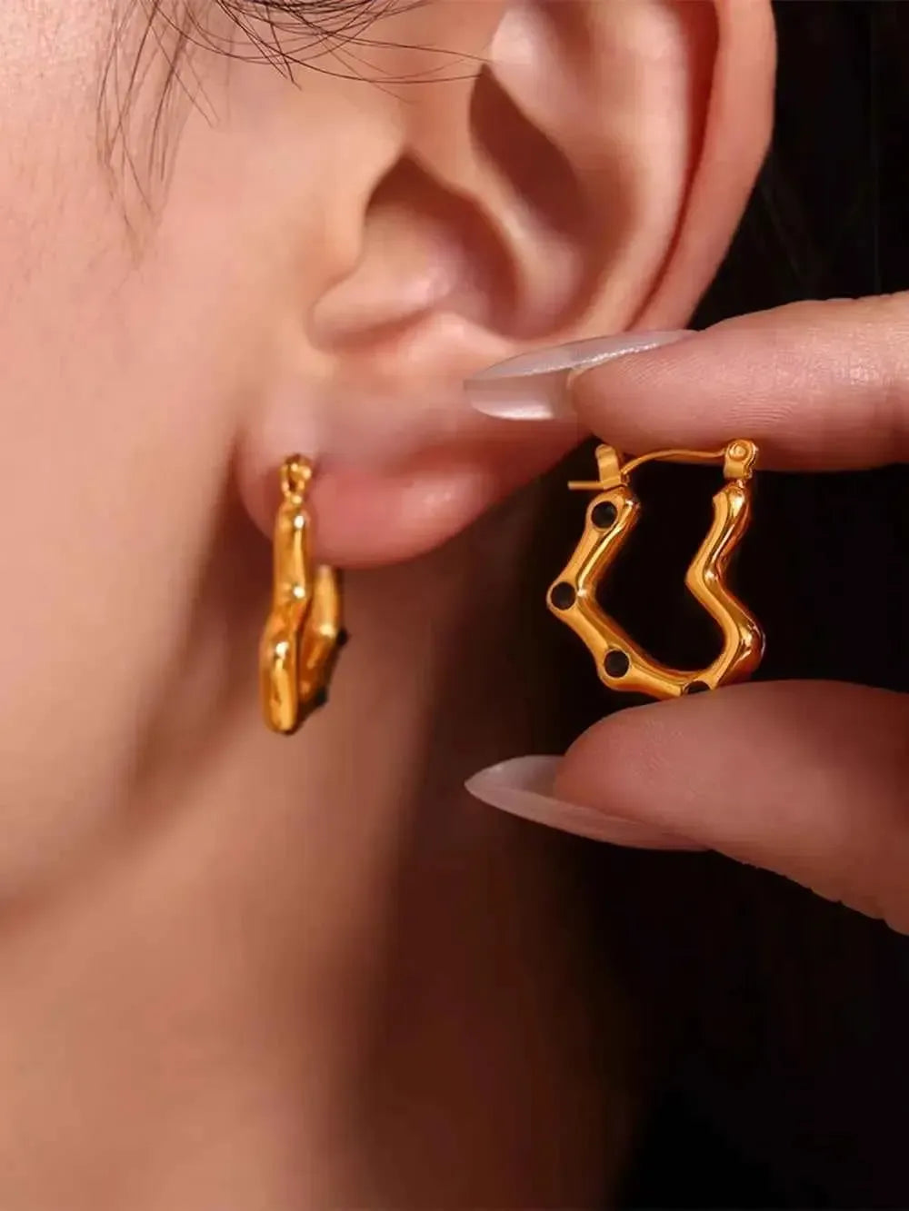 Modern Steel Heart-Shaped Studs