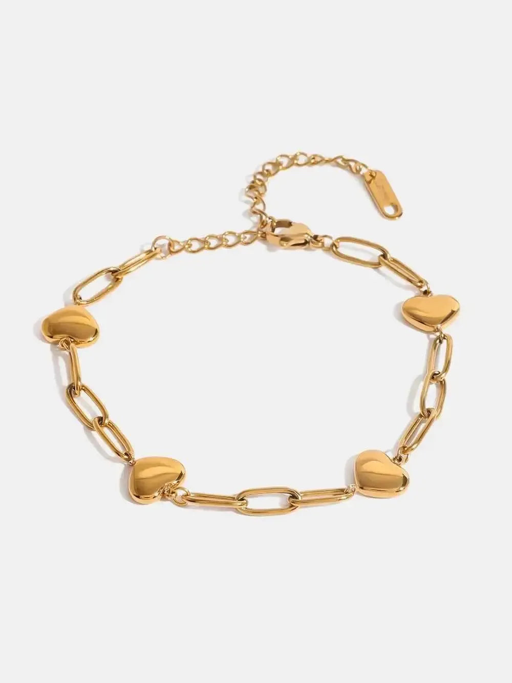Heart Charm Gold Link Bracelet
