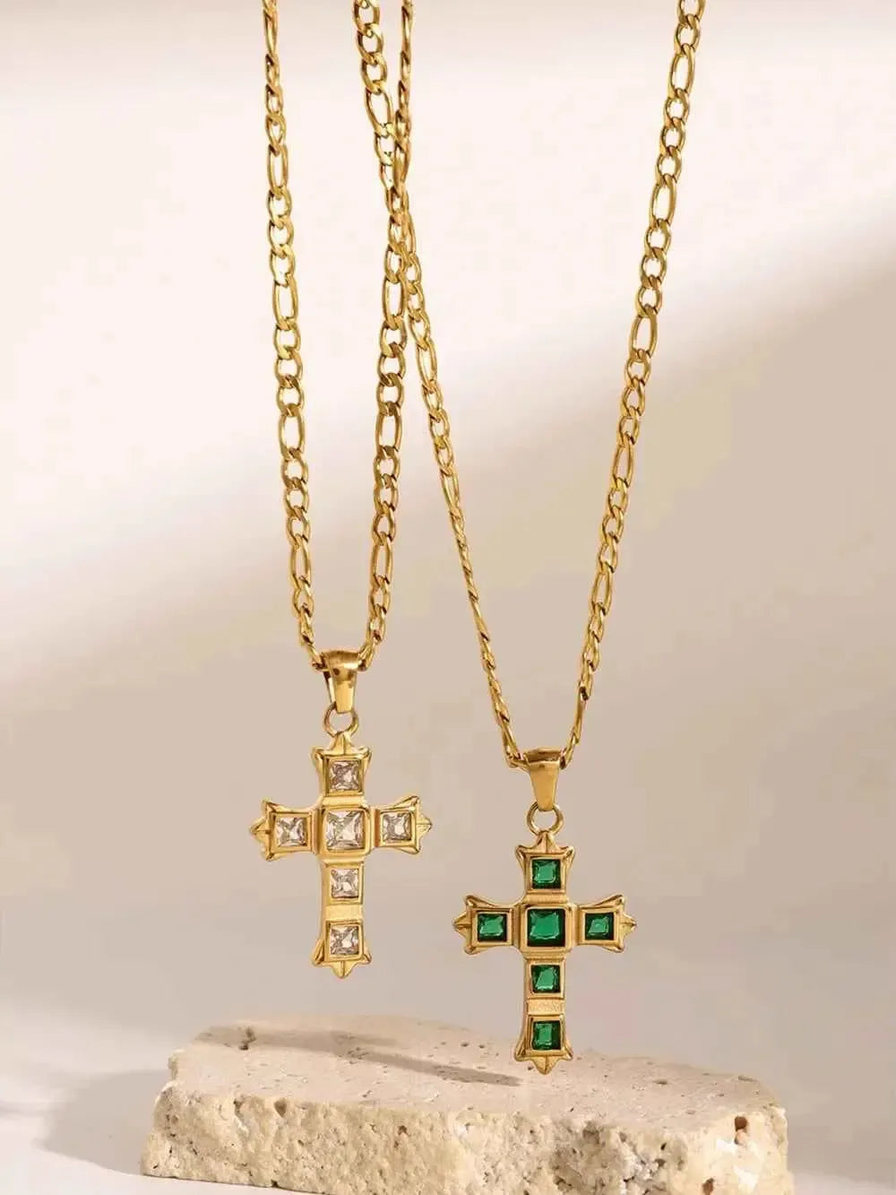 Sparkling Cross CZ Necklace Stainless