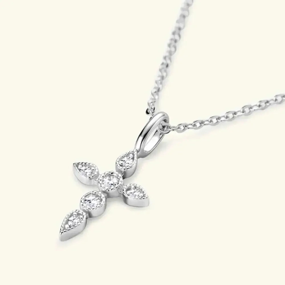 Sterling Silver Moissanite Cross Pendant