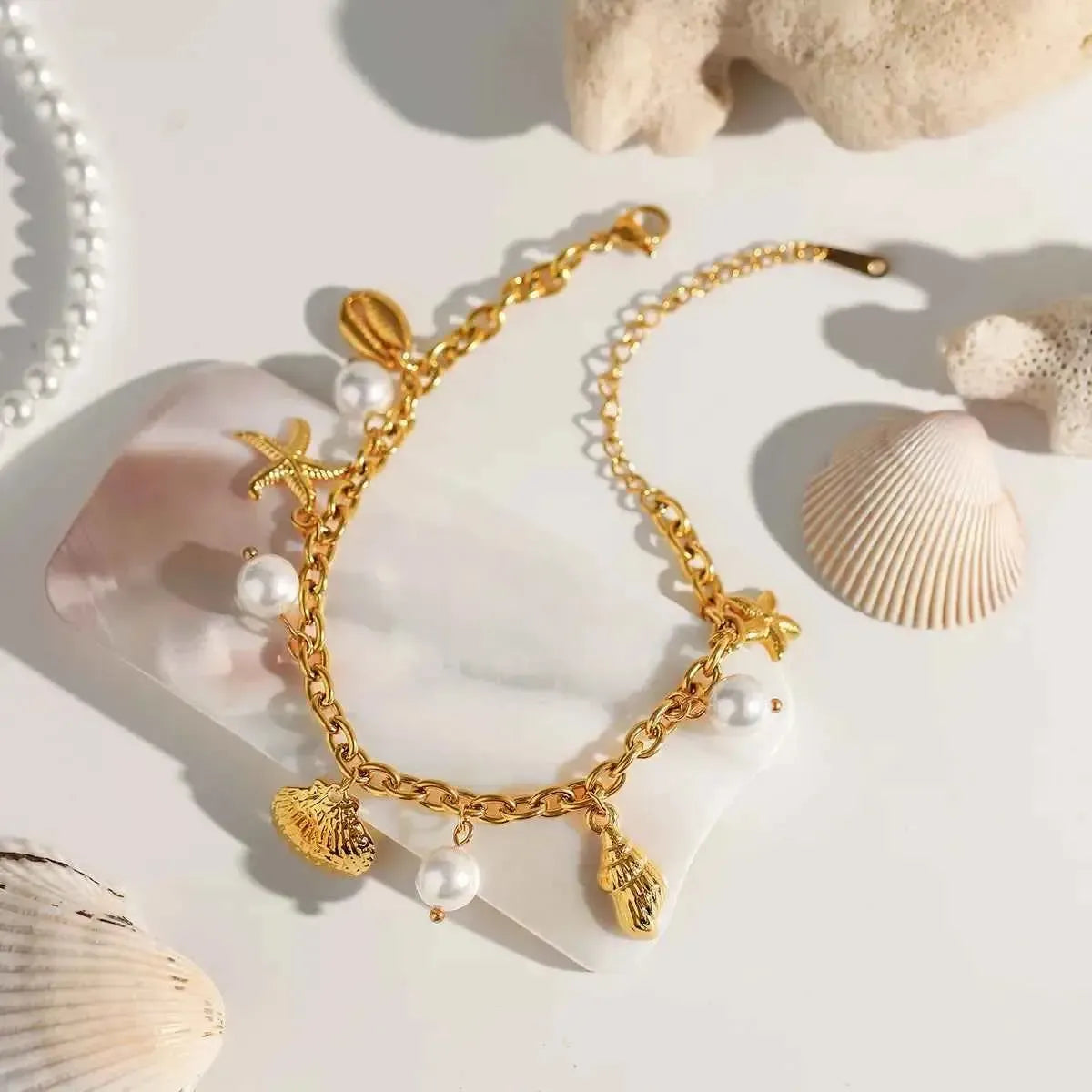 Ocean Theme Shell & Starfish Bracelet
