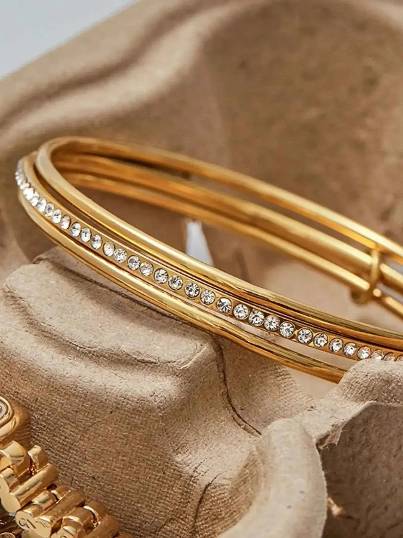 Twisted Gold Bracelet With Crystals