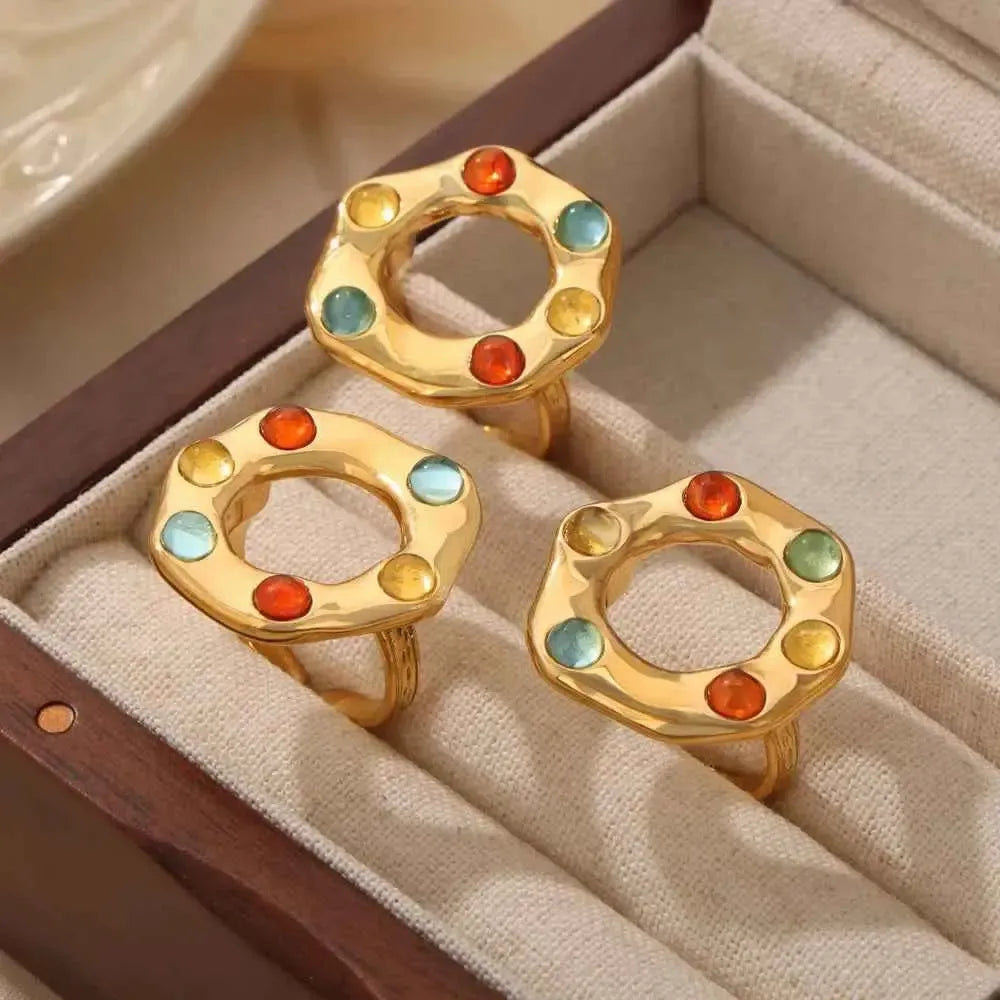 Titanium Steel Ring – Colorful Bead Style