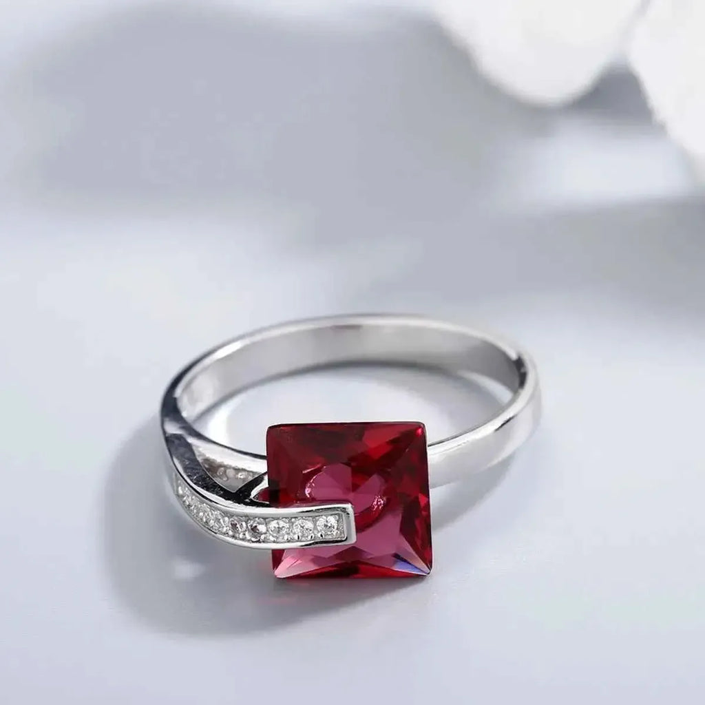 Zircon Inlaid Ring – Sterling Silver Shine