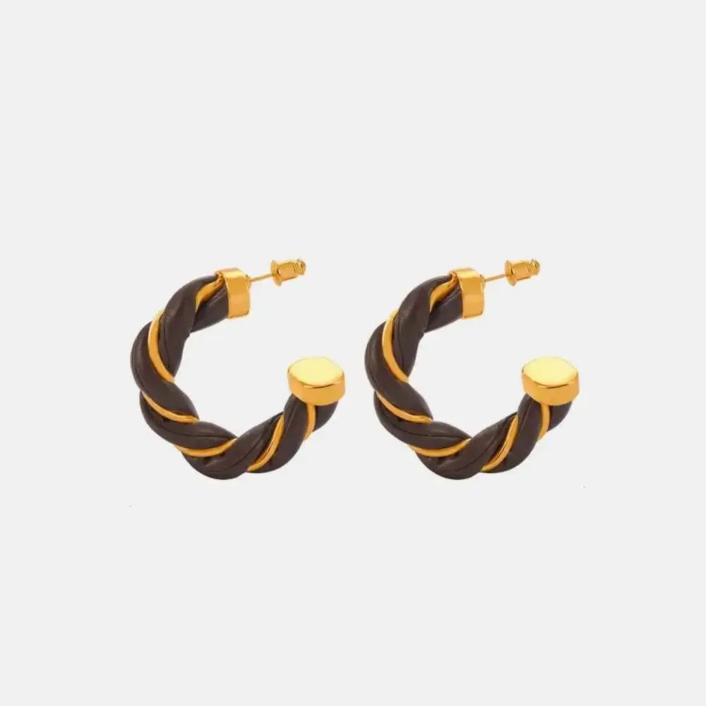 Twisted Leather C-Hoop Earrings