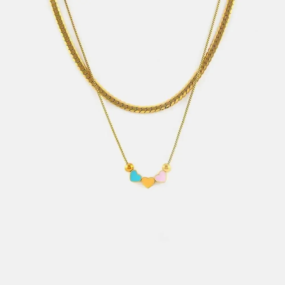 Gold Heart Double Layer Necklace