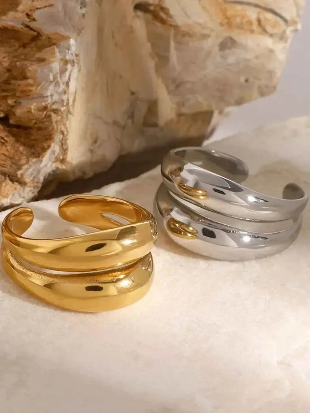 Stainless Steel Ring – Modern Layered Style