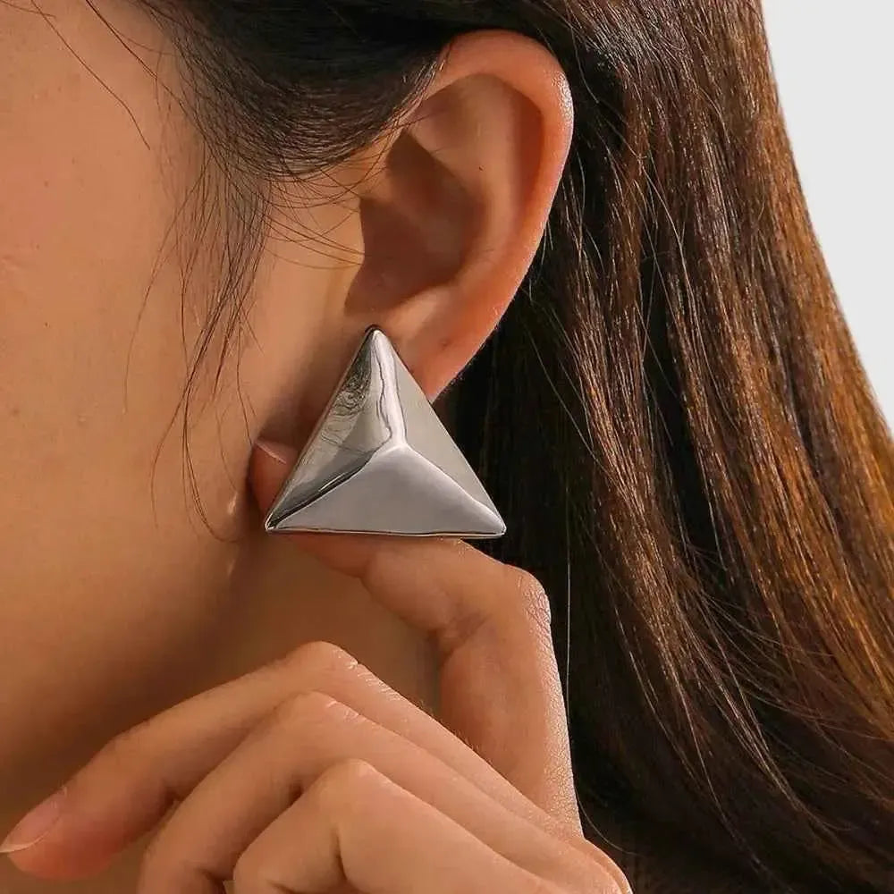 3D Triangle Stainless Steel Earrings