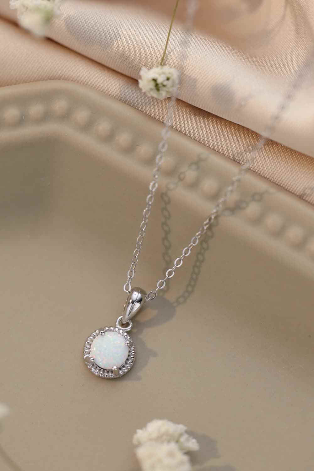 Opal Round Sterling Silver Necklace
