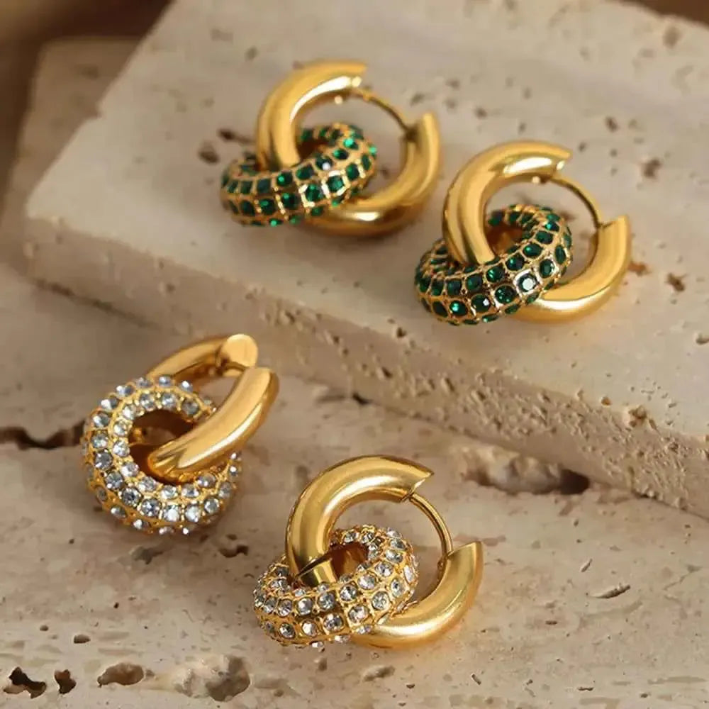 Double Hoop Glam with Zircon Sparkle