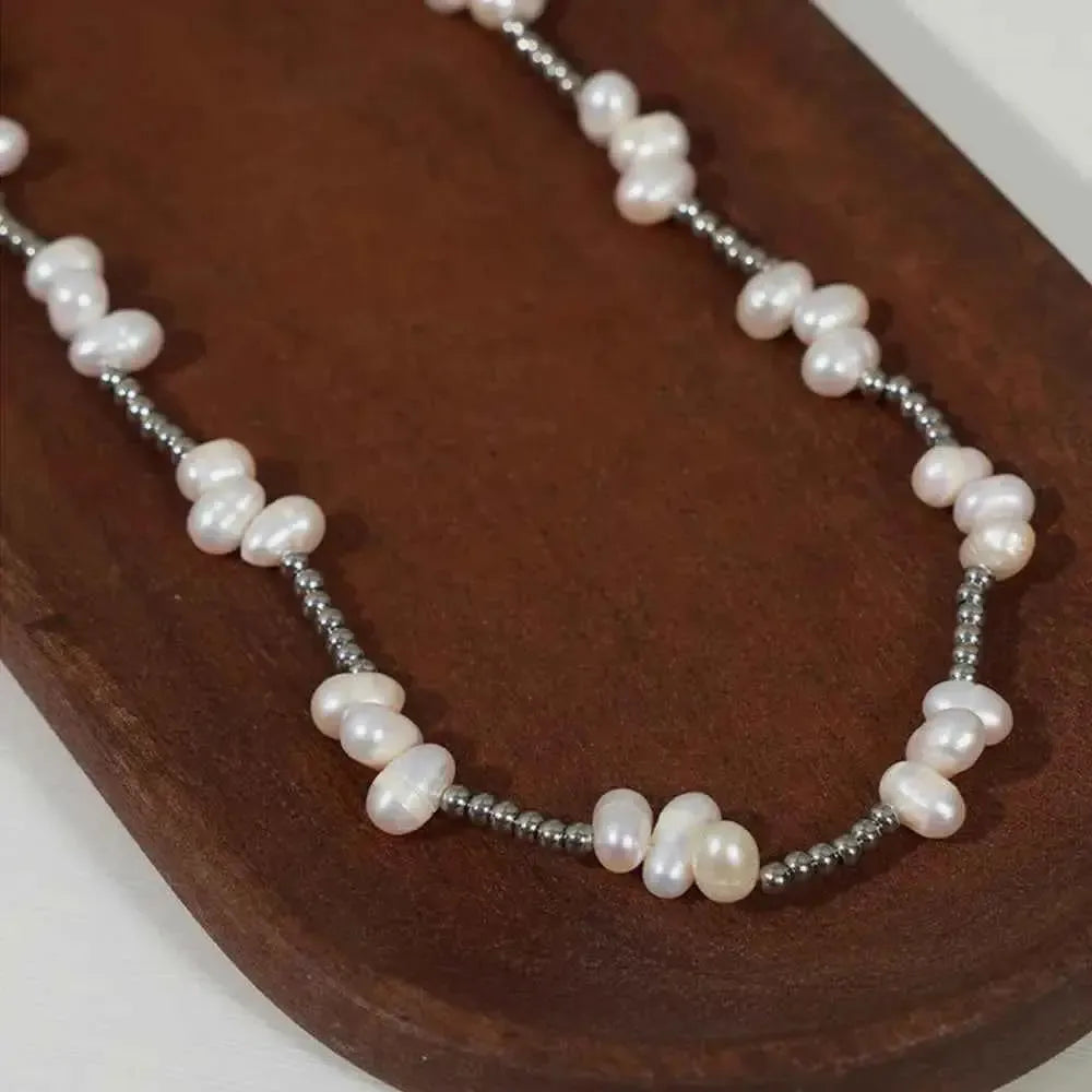 Gold-Plated Pearl Bead Chain Necklace