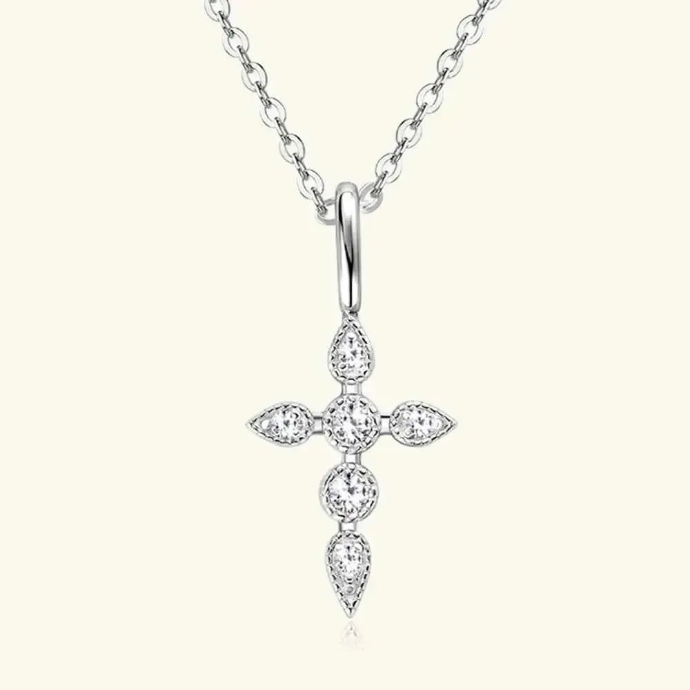 Sterling Silver Moissanite Cross Pendant