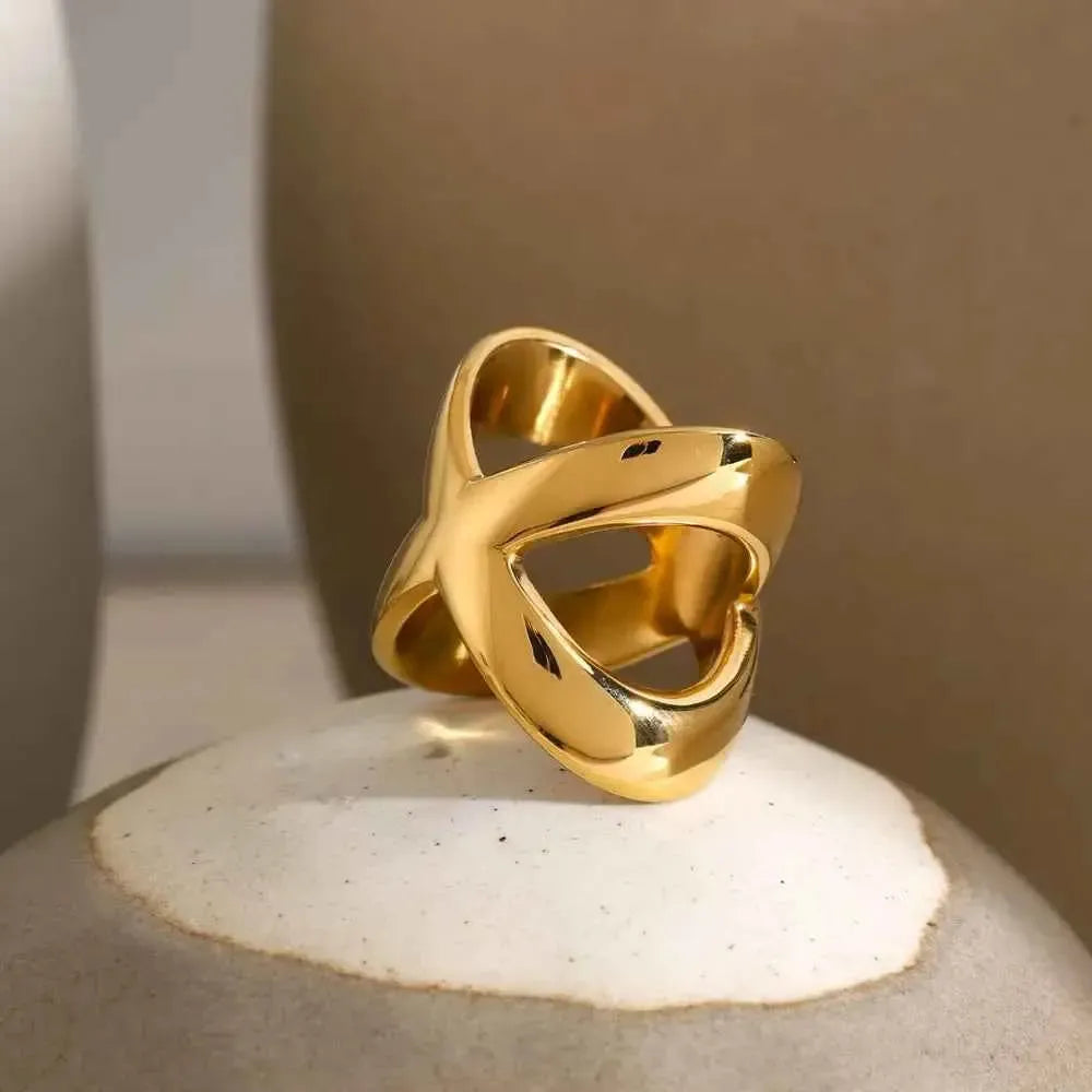 Crisscross Gold Ring – 18K Plated Style
