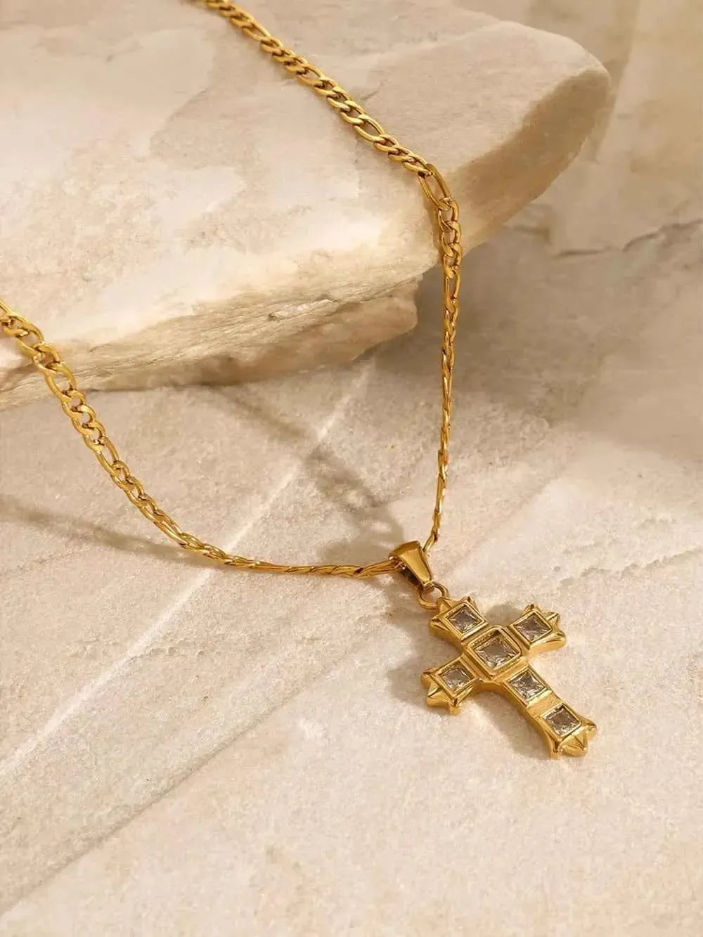 Sparkling Cross CZ Necklace Stainless