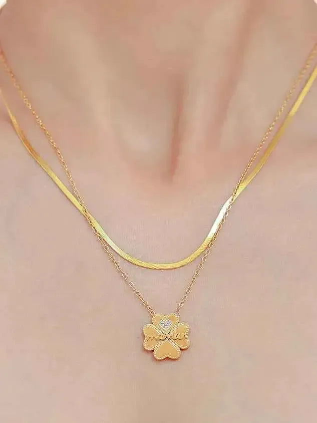 Lucky Clover Zircon Necklaces Set