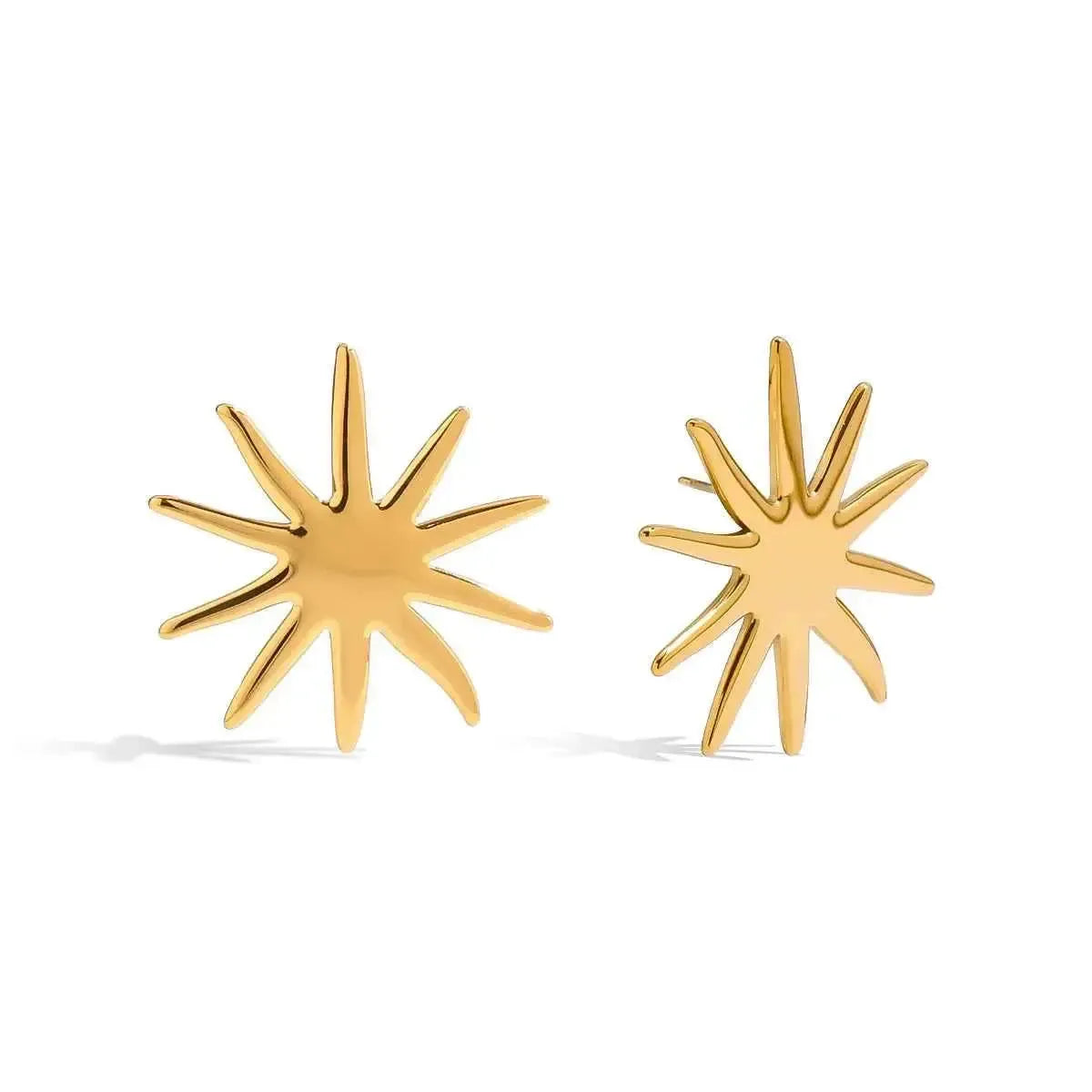 Gold Starburst Stud Earrings
