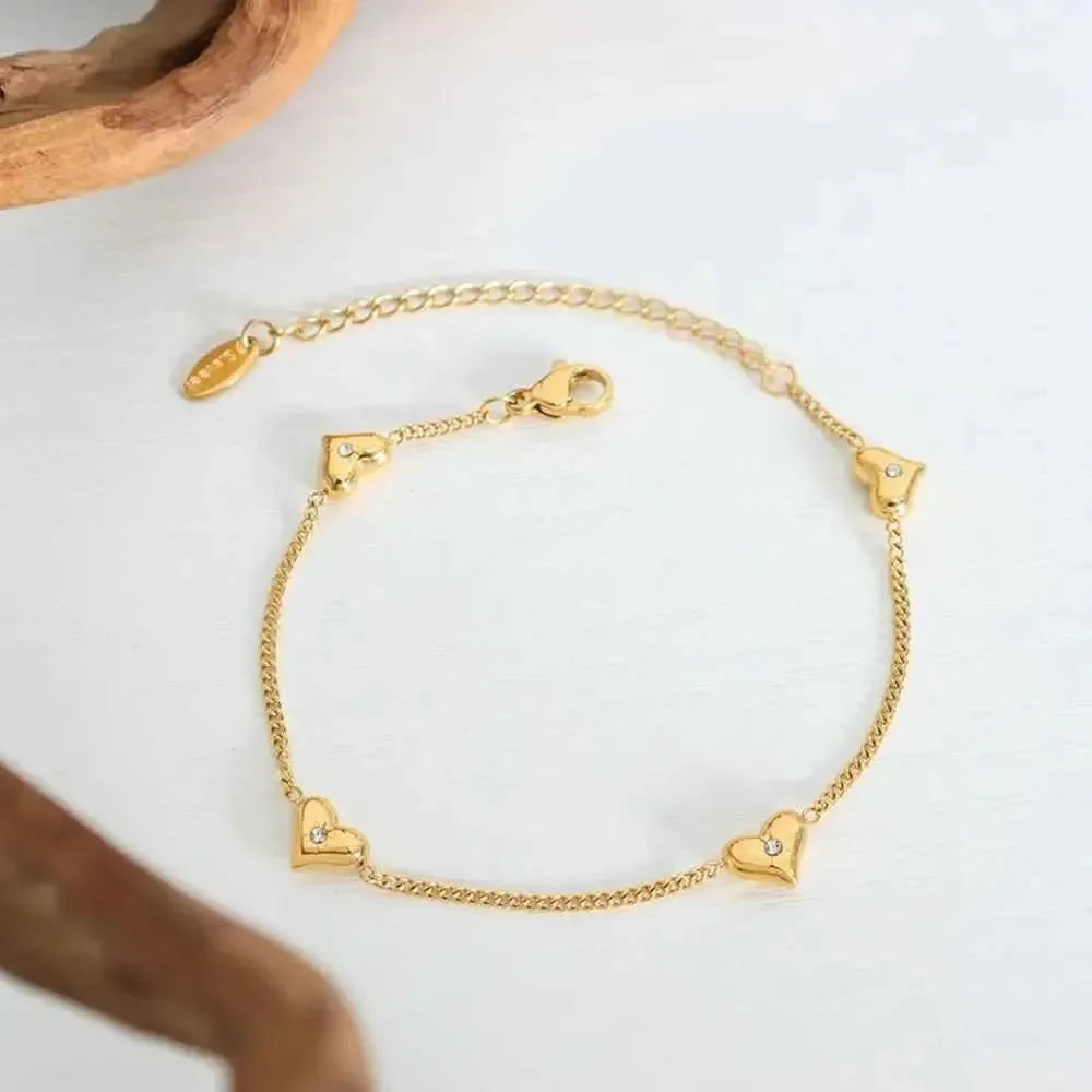 Zircon Heart Titanium Steel Bracelet