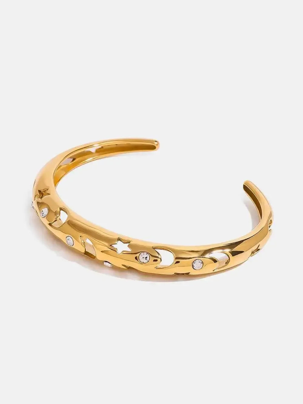Openwork Rhinestone Inlaid Gold Bangle