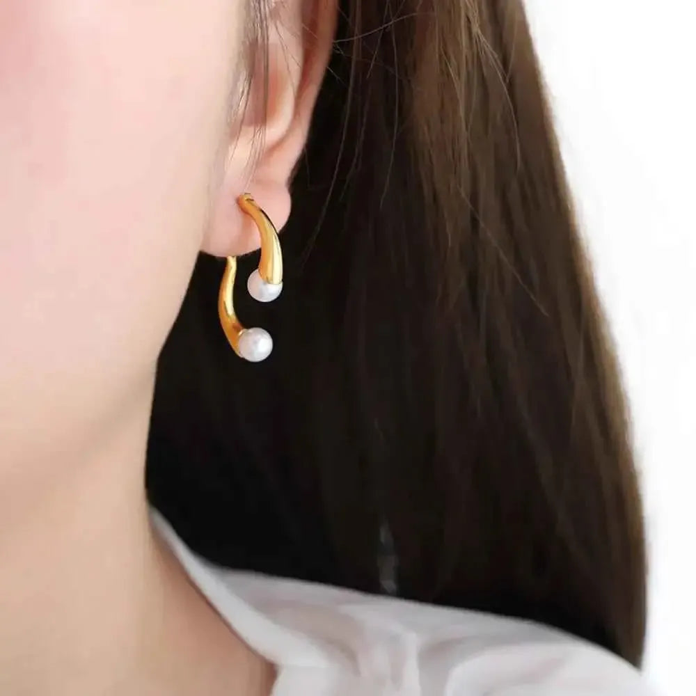 Unique Design Pearl Accent Earrings