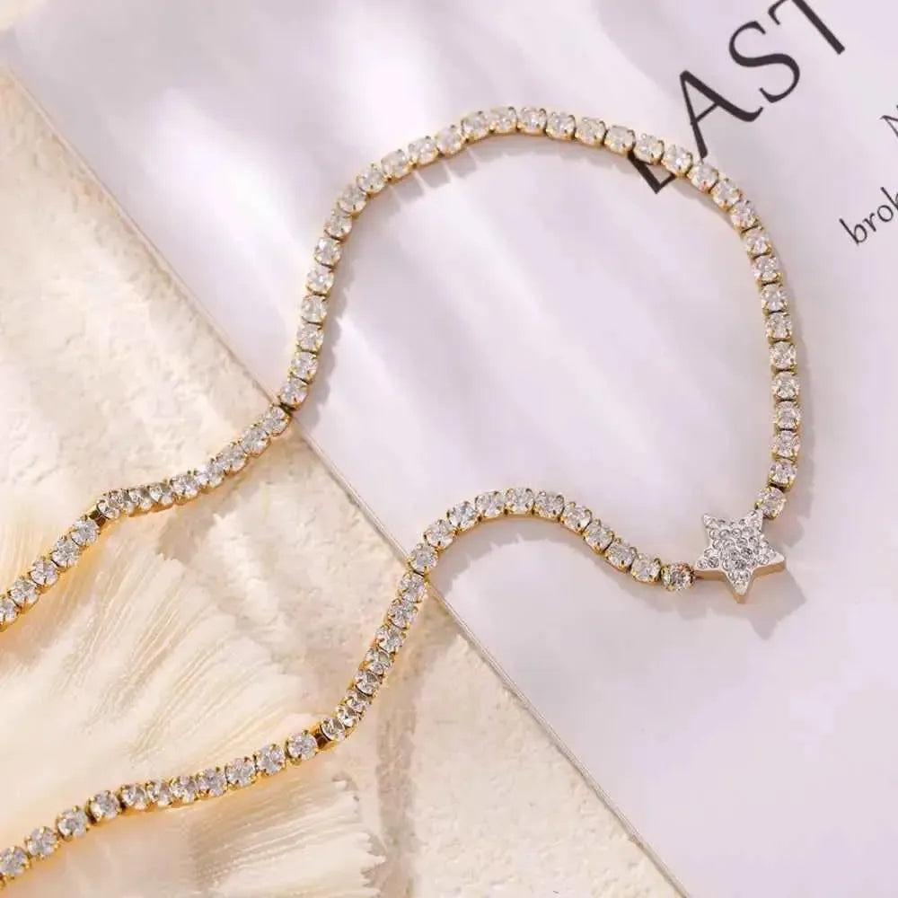Titanium Star Necklace with Zircon
