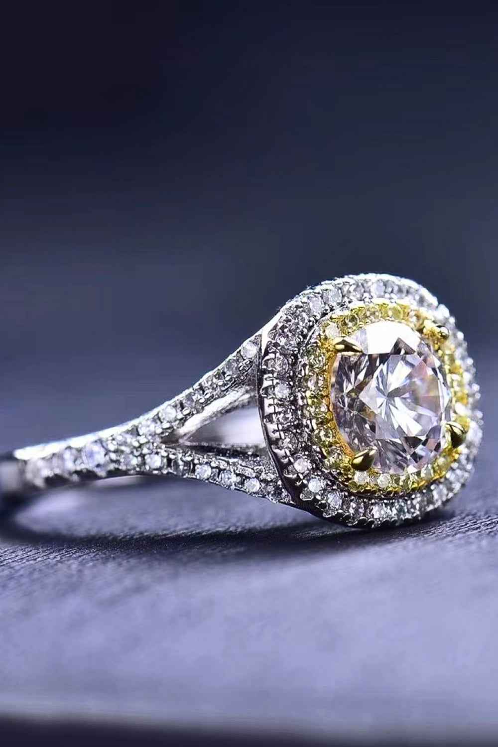 Two-Tone Moissanite Engagement Ring
