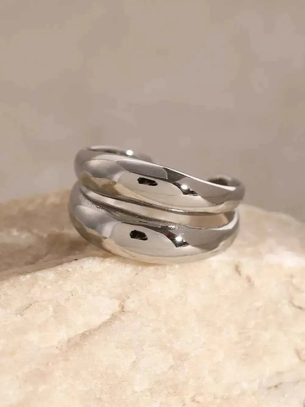 Stainless Steel Ring – Modern Layered Style