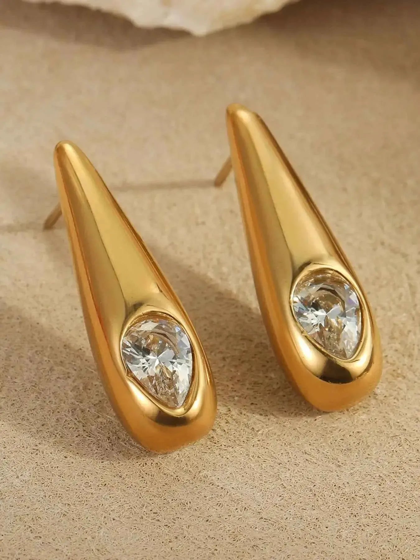 Elegant 18K Zircon Dangle Earrings