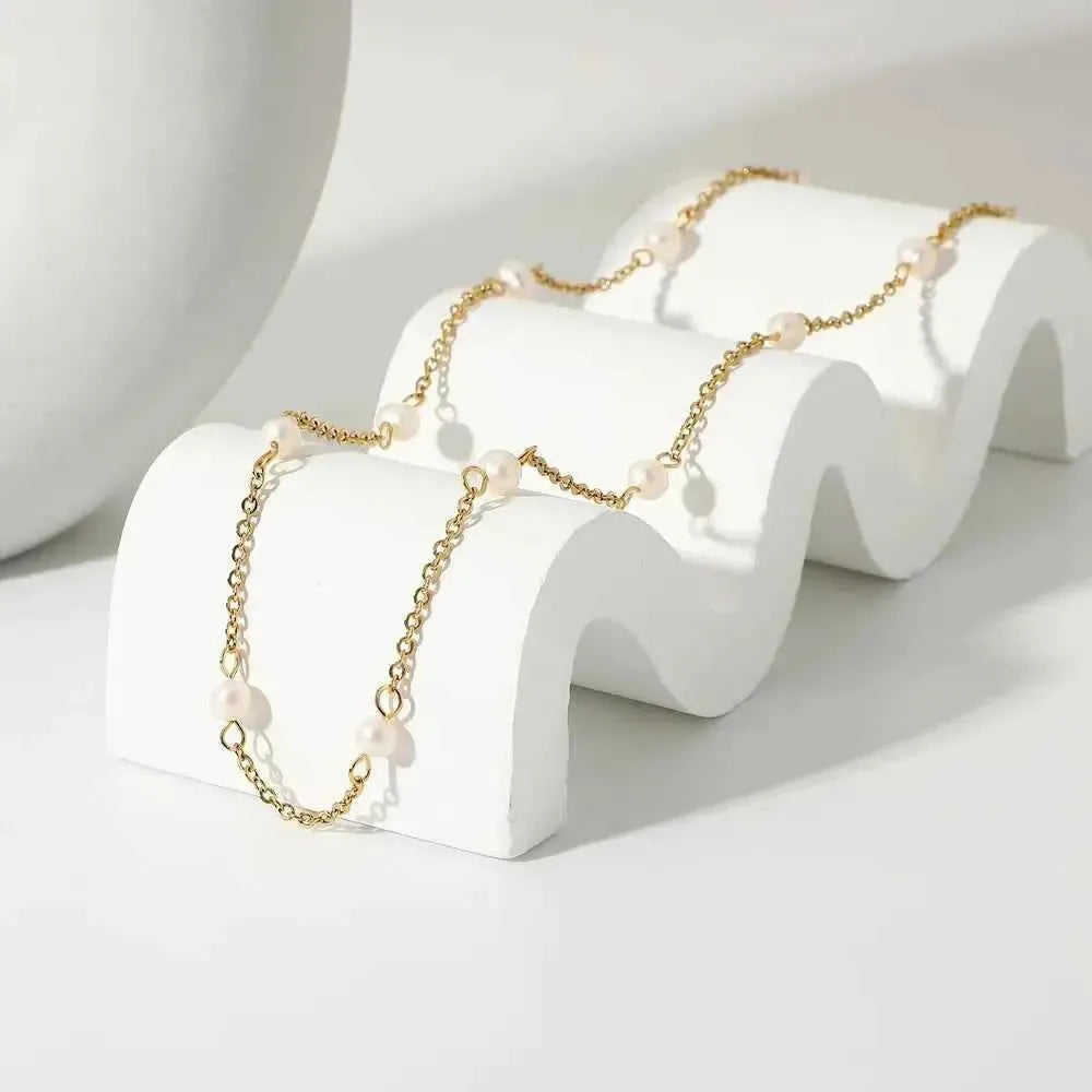 Gold‑Plated Freshwater Pearl Necklace