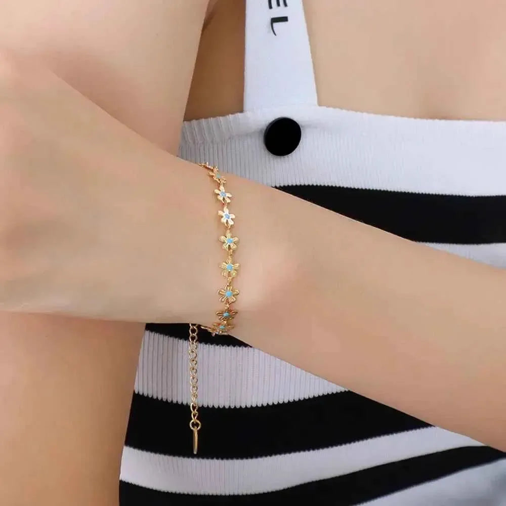 Titanium Drip-Oil Flower Bracelet