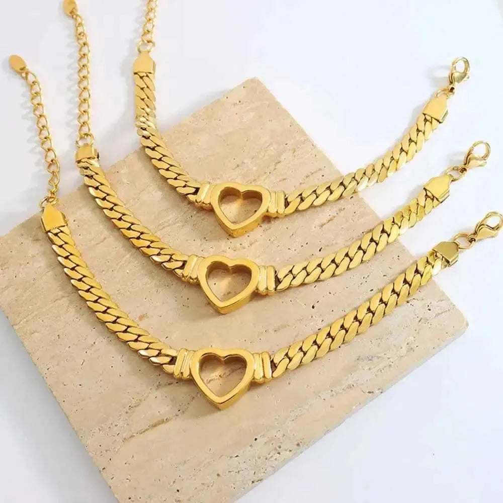 Titanium Heart Cutout Bracelet