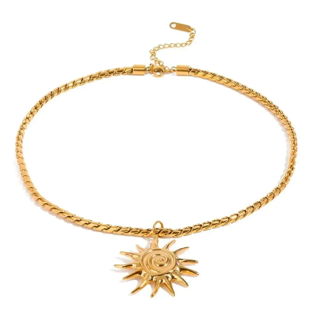 Celestial Sun Necklace in Gold Finish