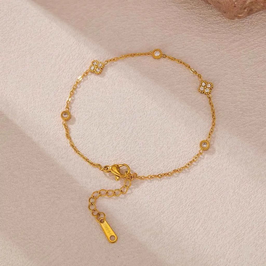 18K Gold Zircon Inlay Bracelet